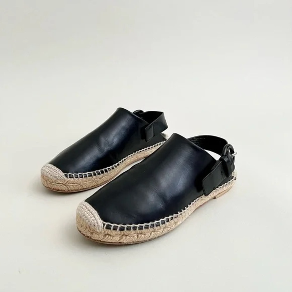 Me+Em black Leather Mules Espadrille Sandals size 10